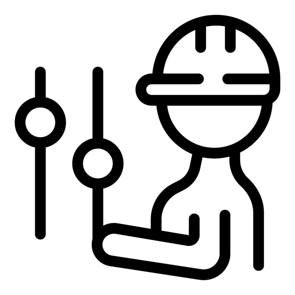 Construction worker adjusting settings pushing buttons icon vector
