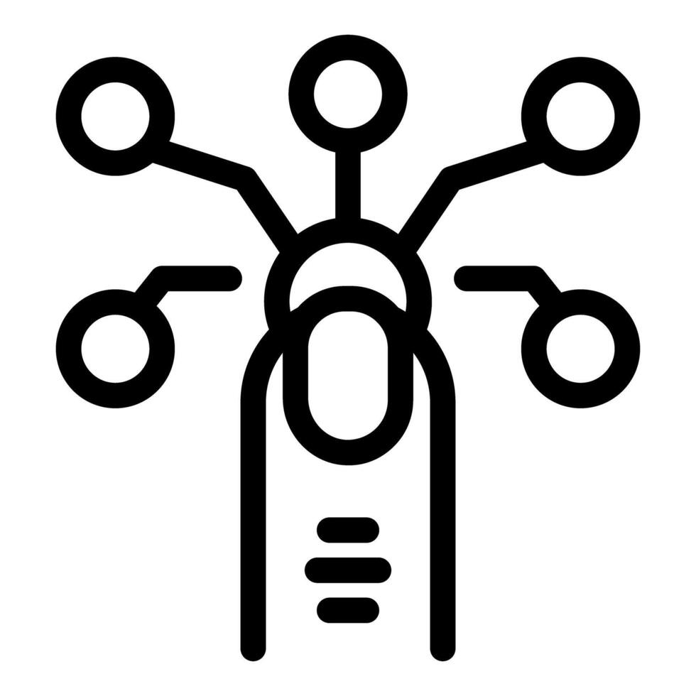 Finger touching digital network icon representing multitasking skills vector