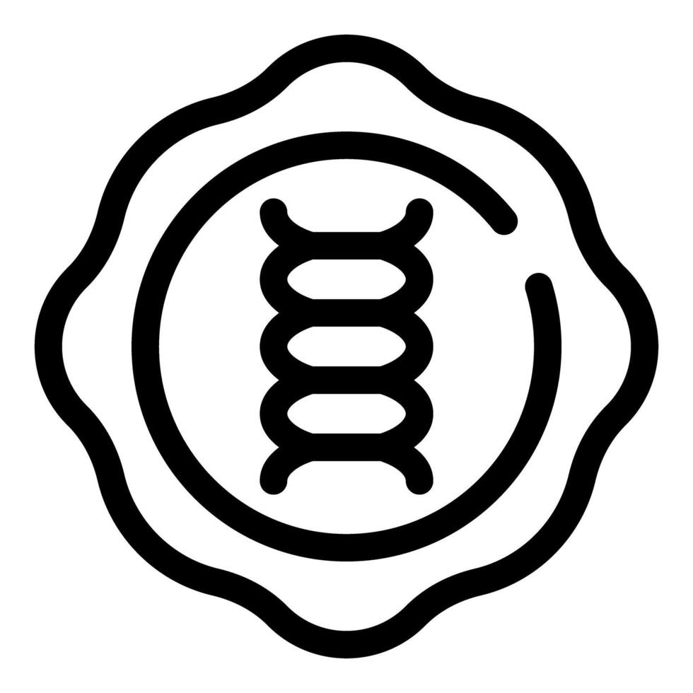 Round gmo free label with dna symbol icon outline style vector