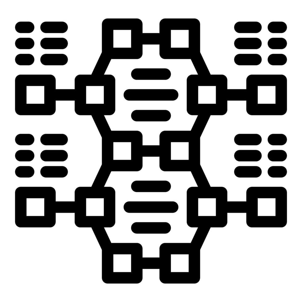Complex network system connecting servers and databases vector