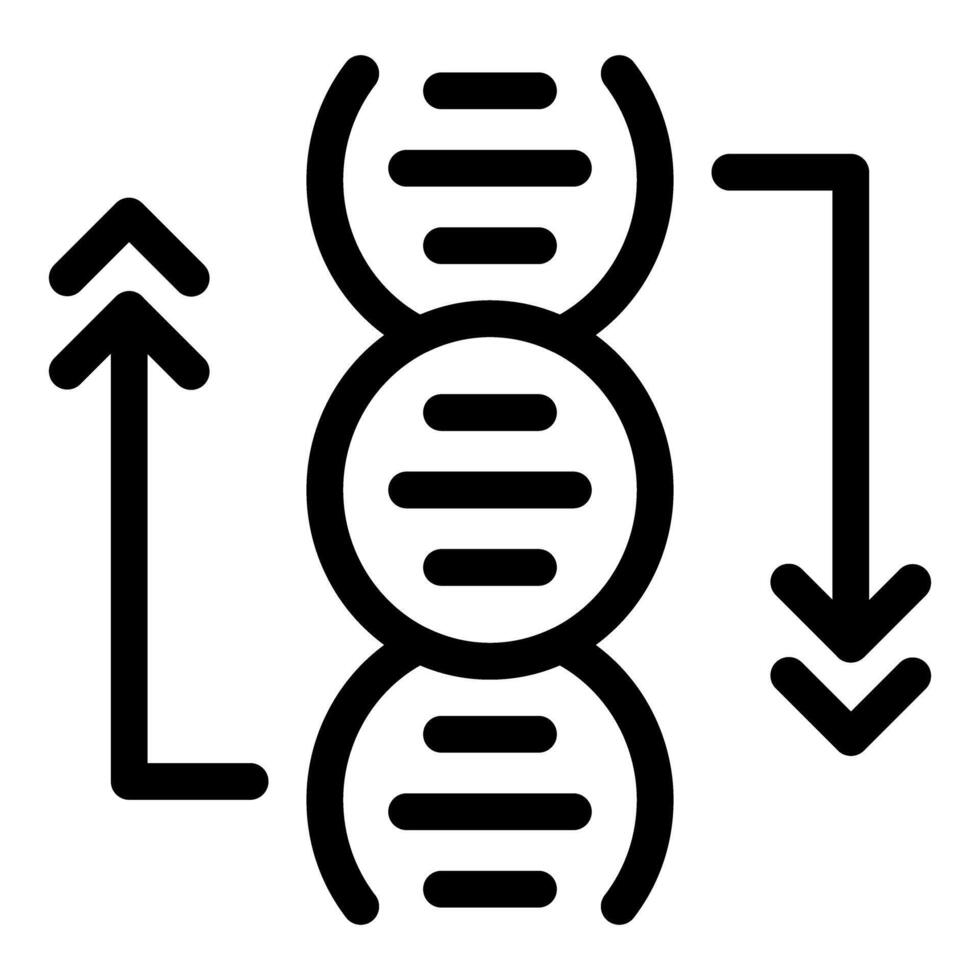 Dna structure increasing while decreasing showing genetic mutation icon vector