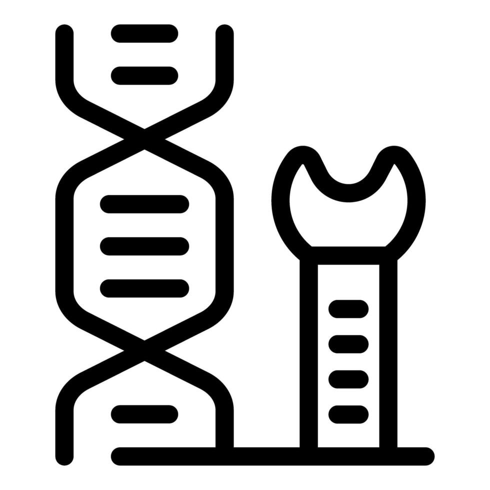 Genetic engineering icon depicting dna being modified vector