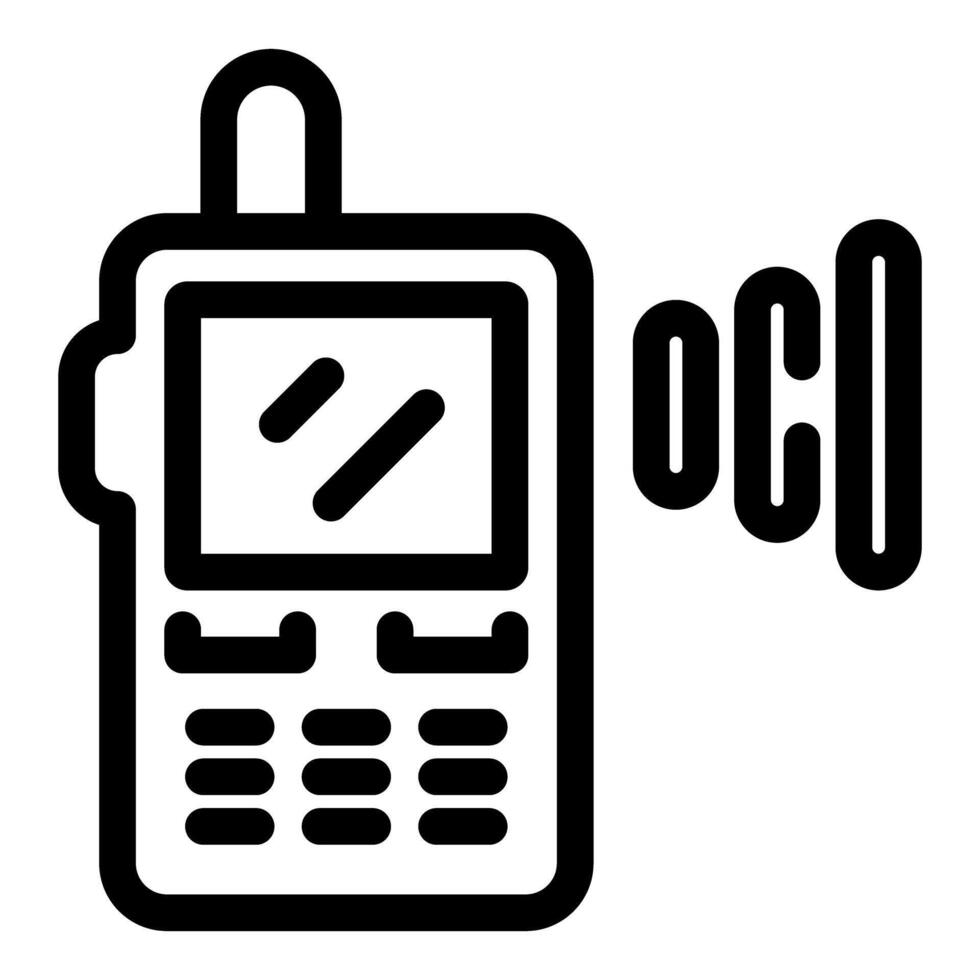 Walkie talkie transmitting signal icon with bold outline vector