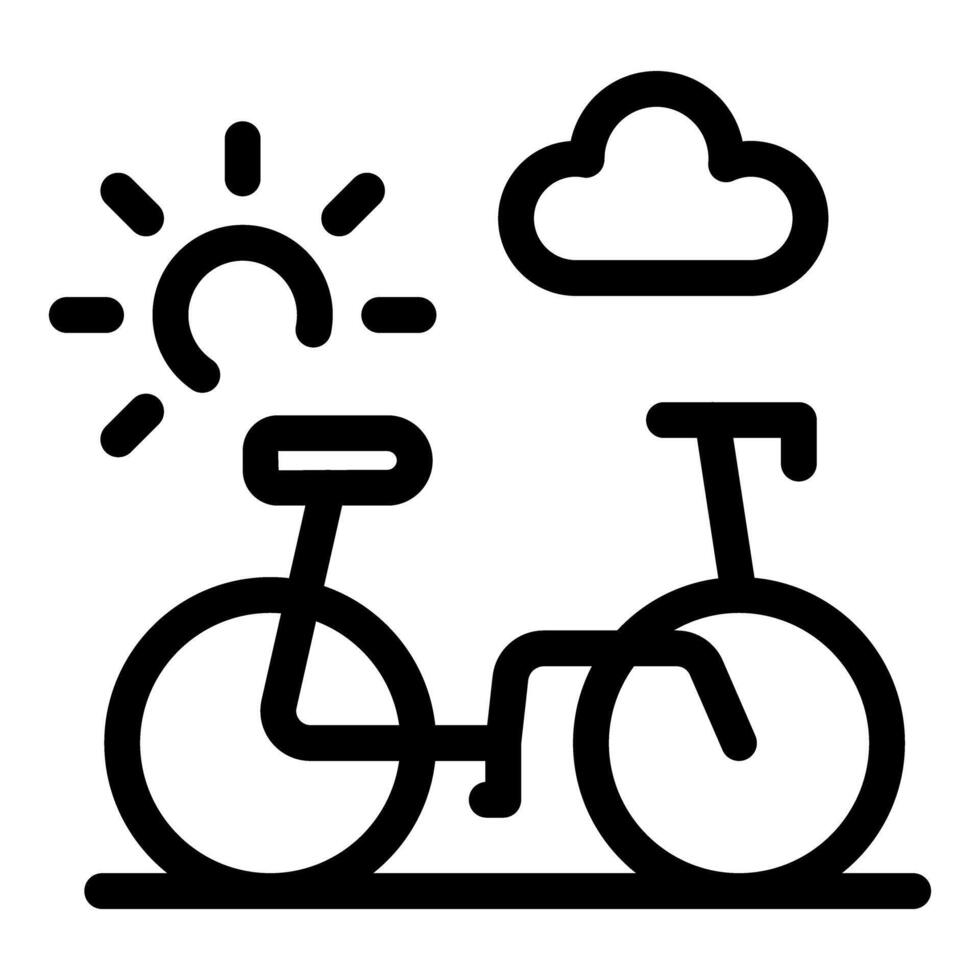 Tandem bicycle enjoying sunny day with partial cloud coverage icon vector