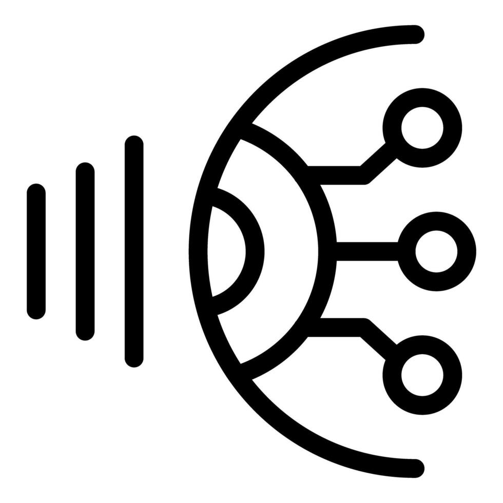 Digital eye scanning sound waves icon representing artificial intelligence vector