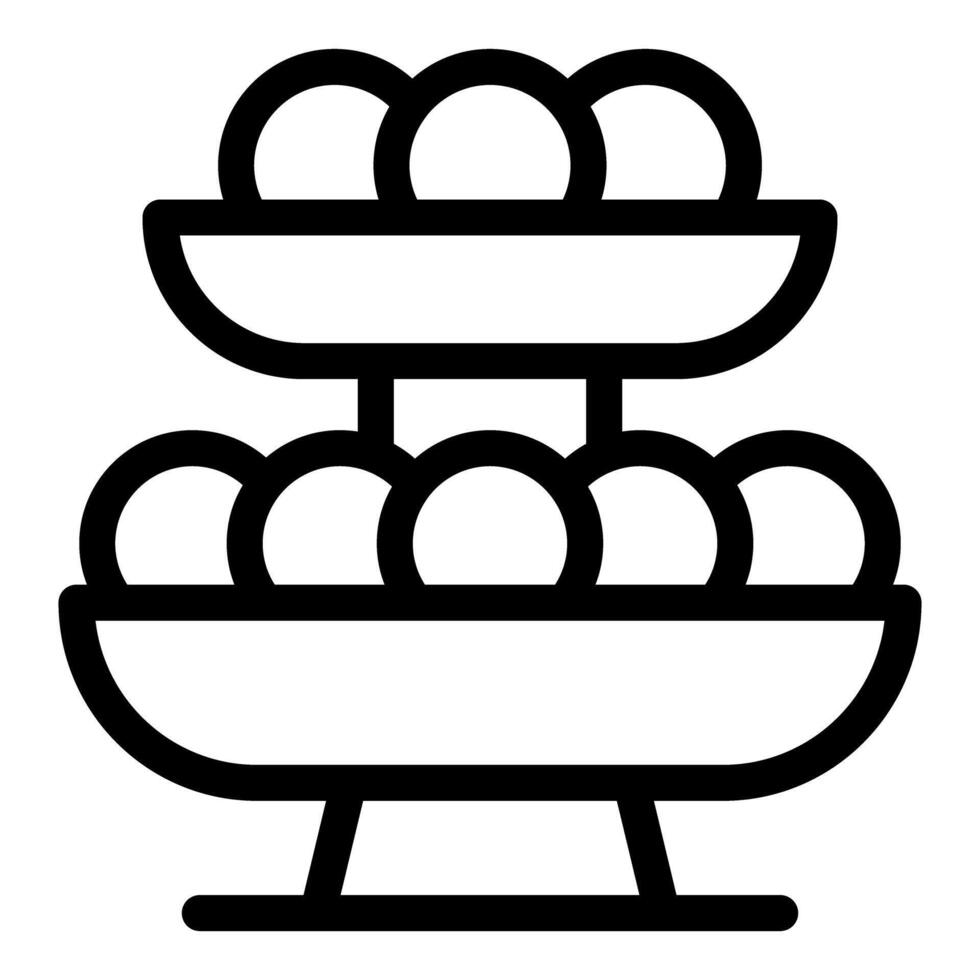 Two tier serving tray displaying round food icon vector