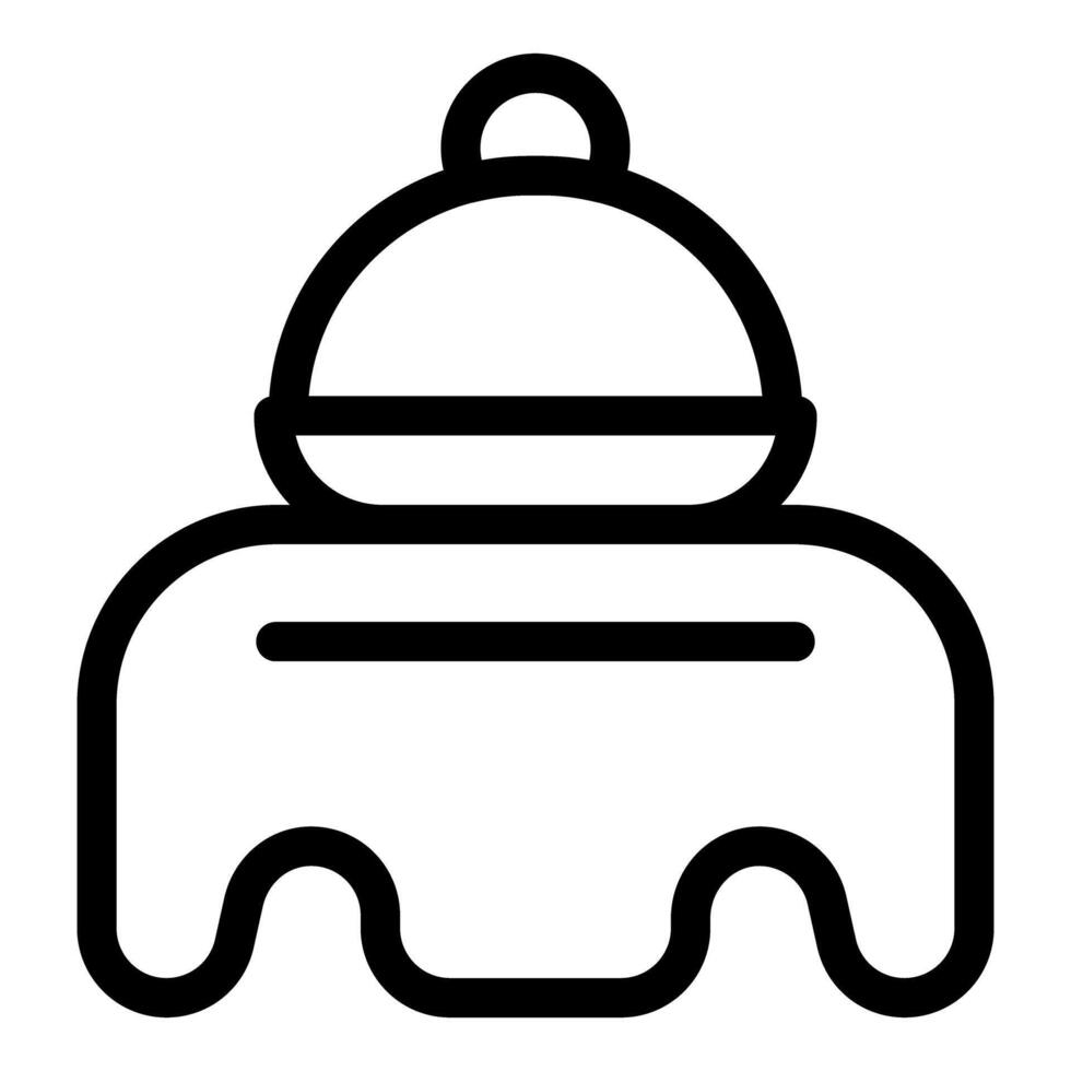 Restaurant cloche standing on a serving tray line icon design vector