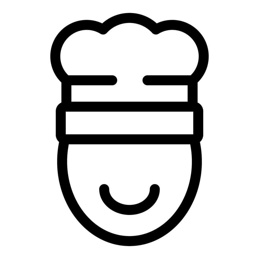 Happy chef wearing a toque smiling icon line art vector