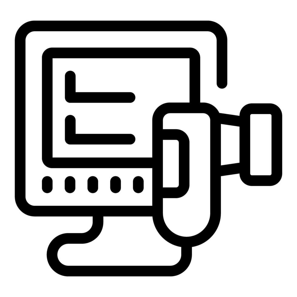 Video conference call using desktop computer icon vector