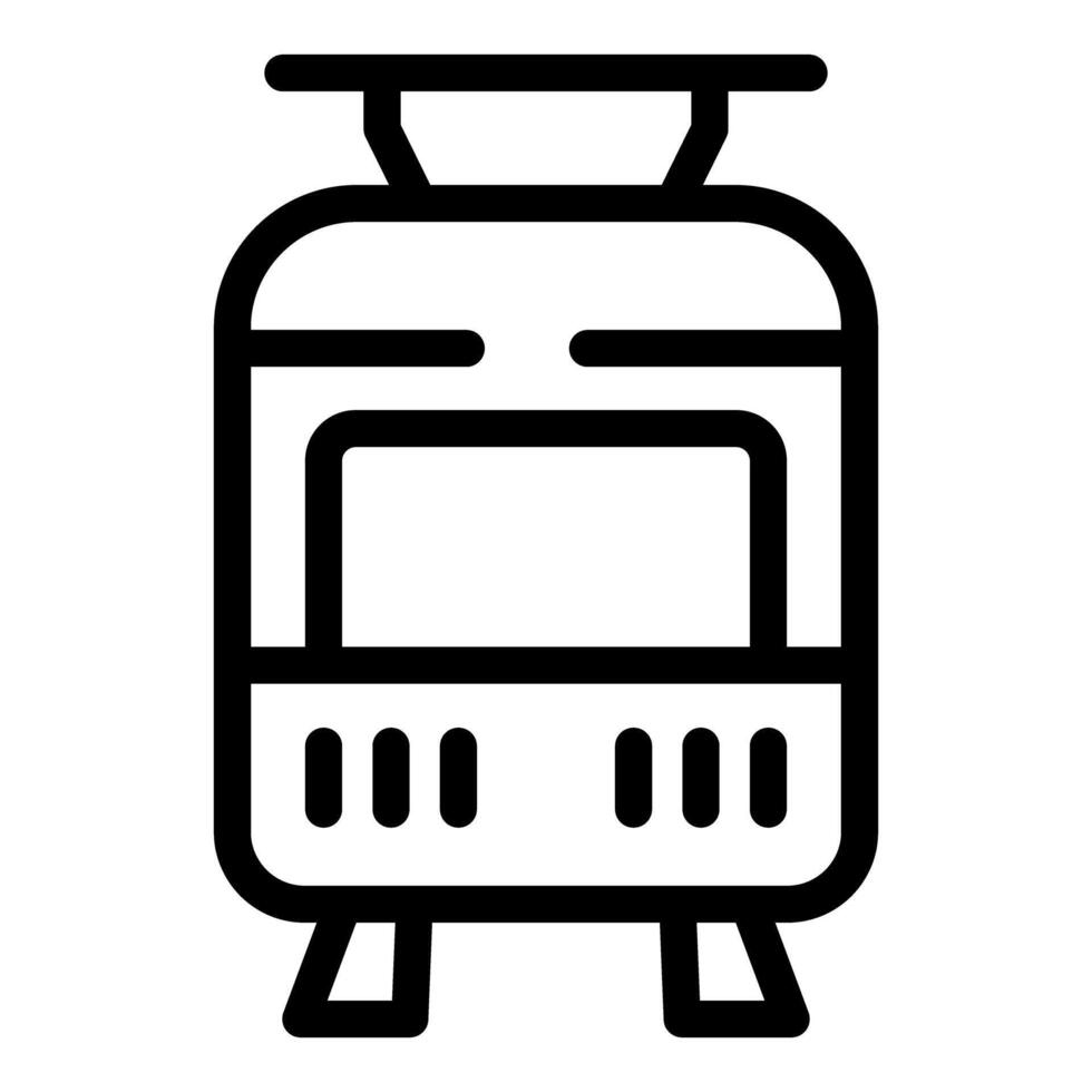 Front view of modern tram or train running on rails icon vector