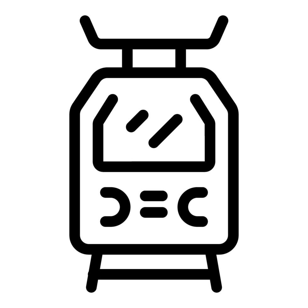 Front view of a tram or train showing its windshield and pantograph vector