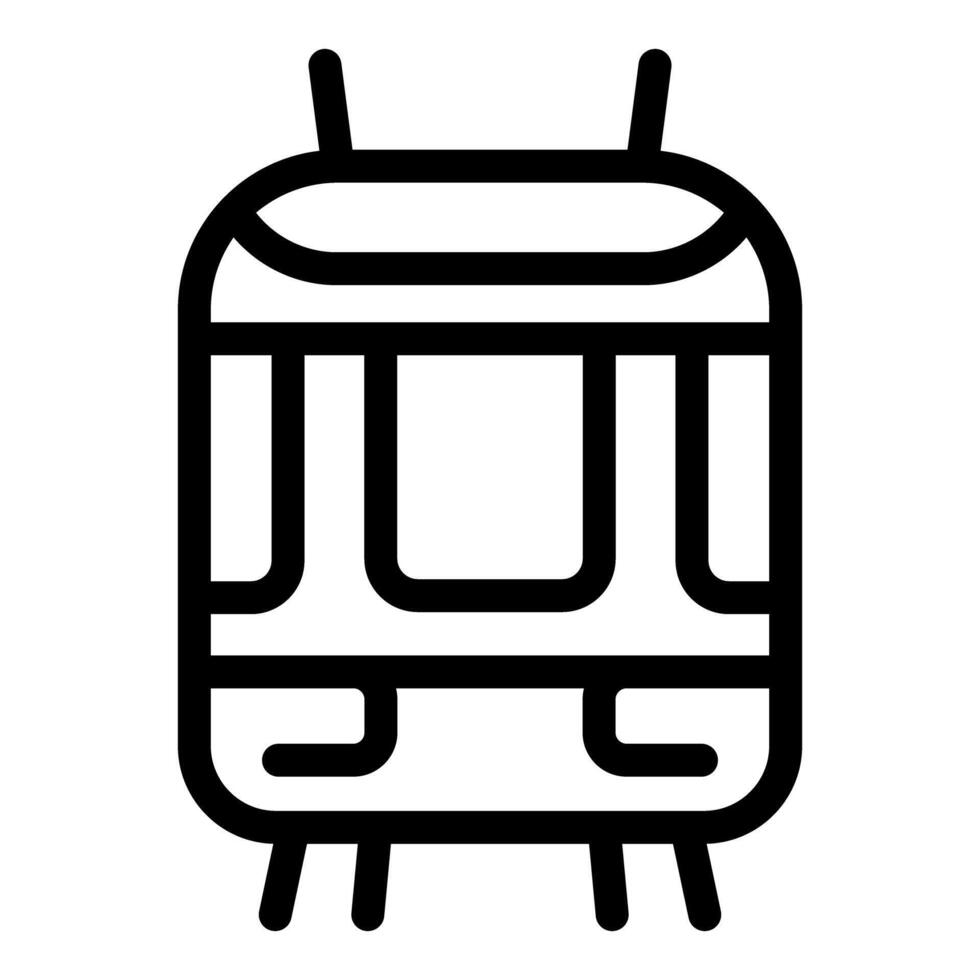 Modern tram public transport front view line icon vector
