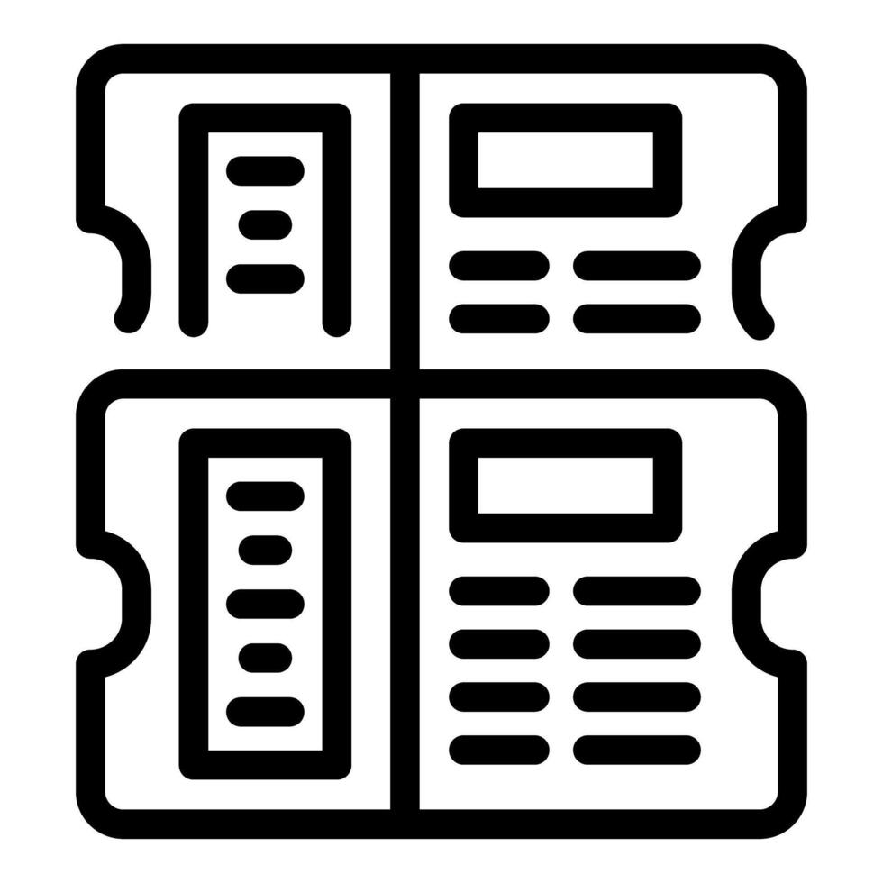 Two tickets showing admit one event access with barcodes vector