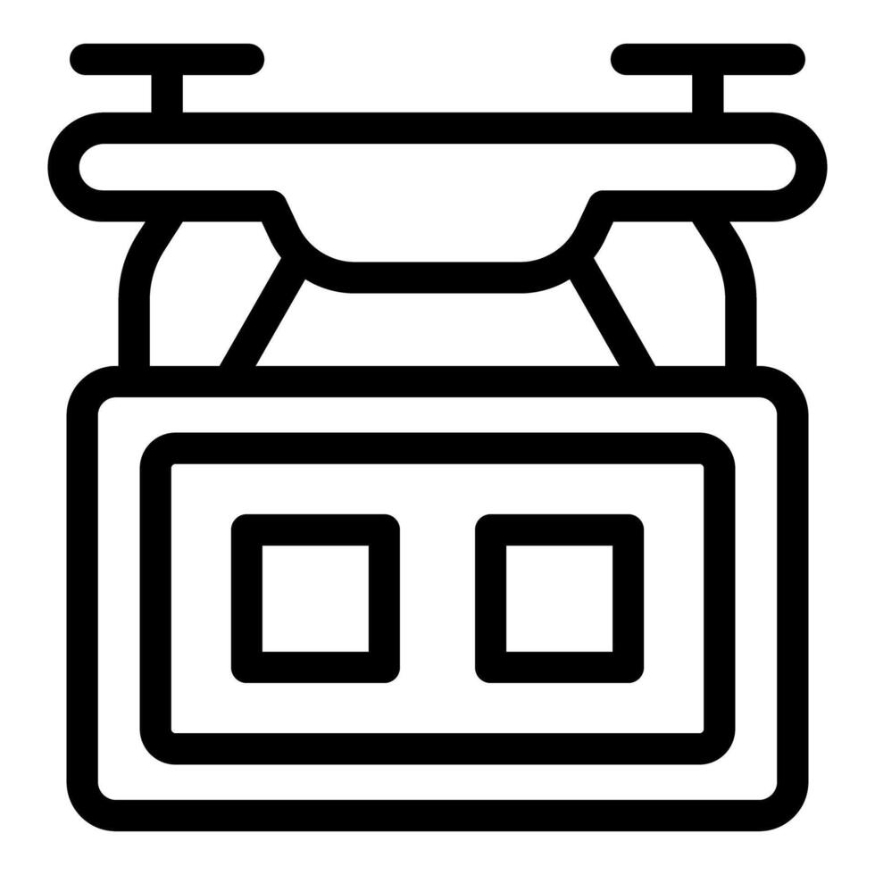 Drone delivering package to automated postal office icon vector
