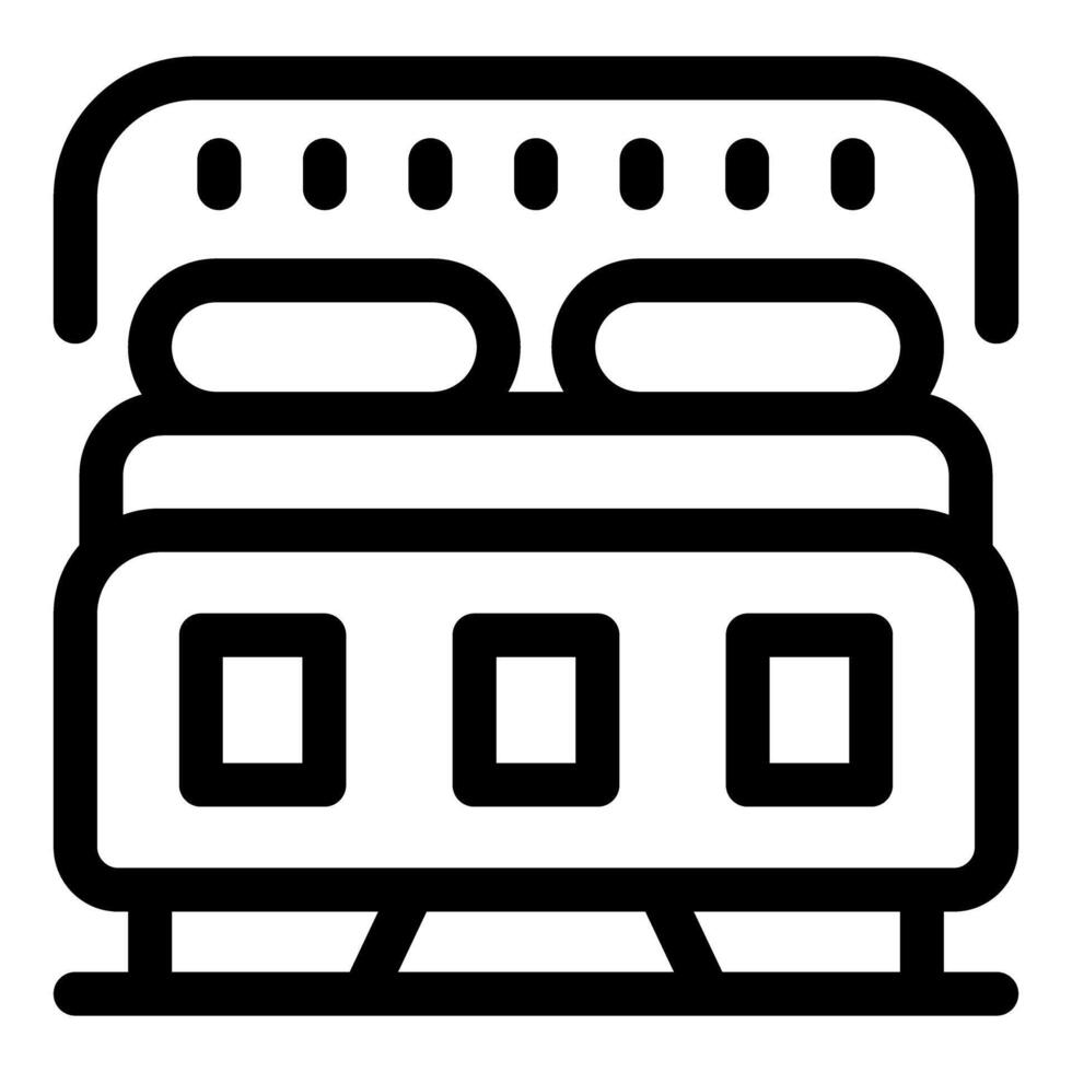 Double bed with two pillows and headboard, furniture icon vector