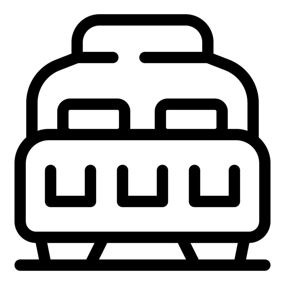 Double bed with two pillows being on top of it line icon, furniture for bedroom outline vector