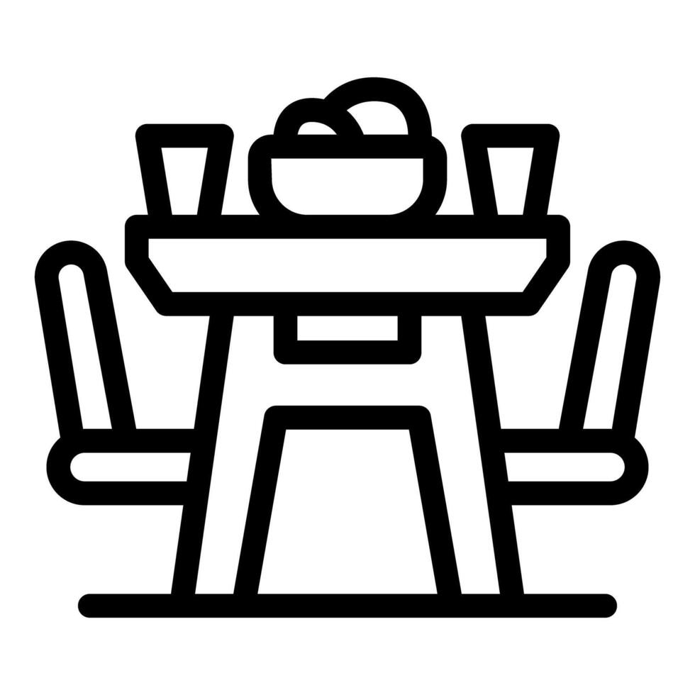 Wooden table with chairs and food representing family dinner concept vector