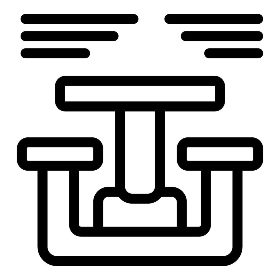 Black line icon of outdoor table and benches under sunshade vector