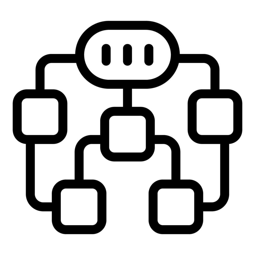 Complex network scheme with server connecting multiple devices vector