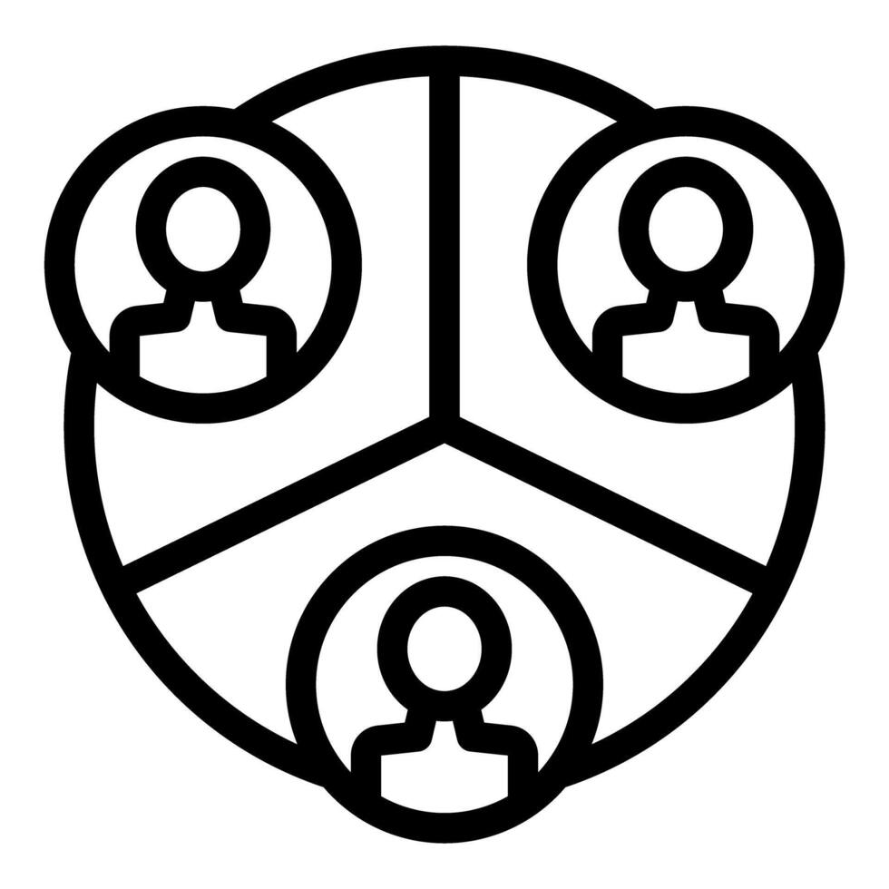 Three people working together in a team icon vector