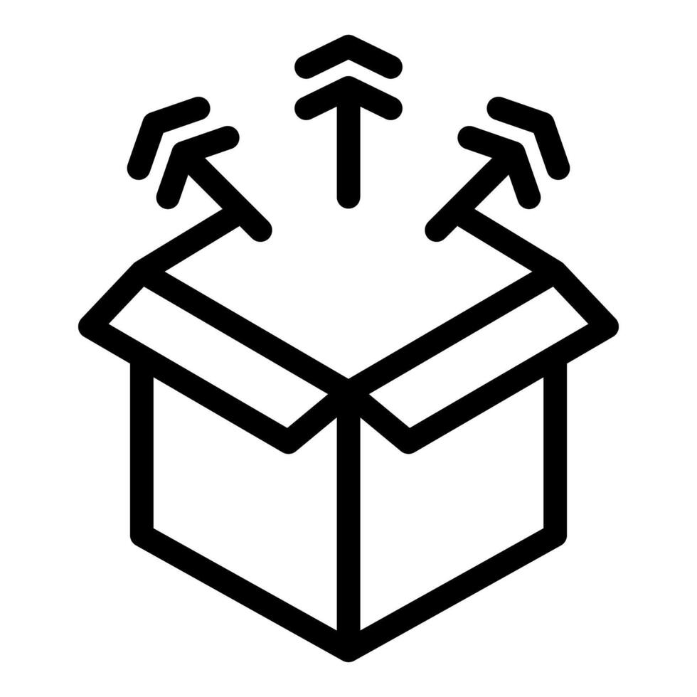 Open cardboard box receiving distribution of goods vector