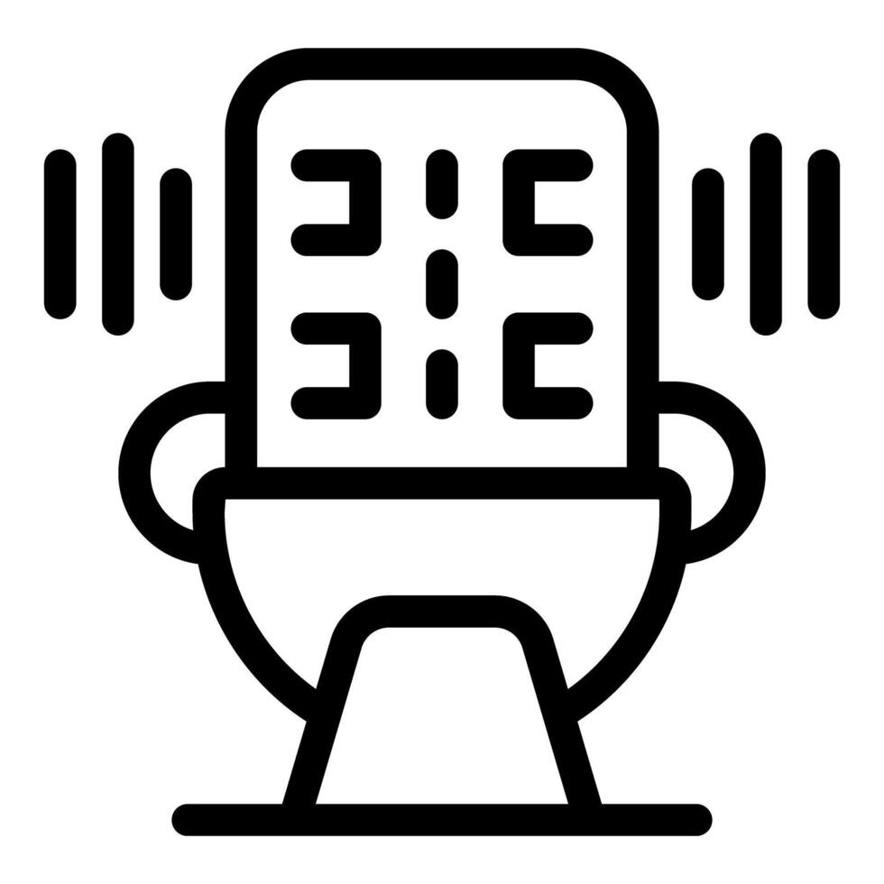 Line icon of a microphone recording audio waves, simple and minimalist style vector