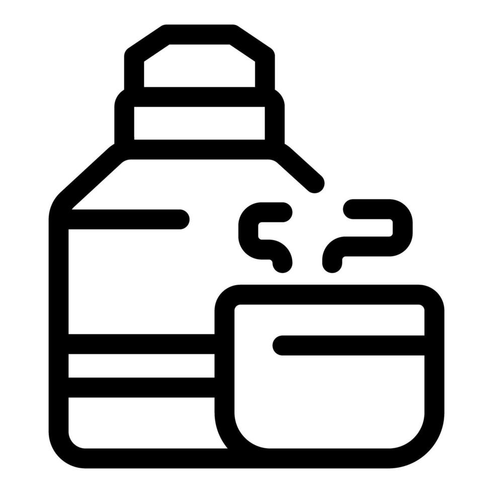 Laundry detergent being poured into measuring cup icon vector