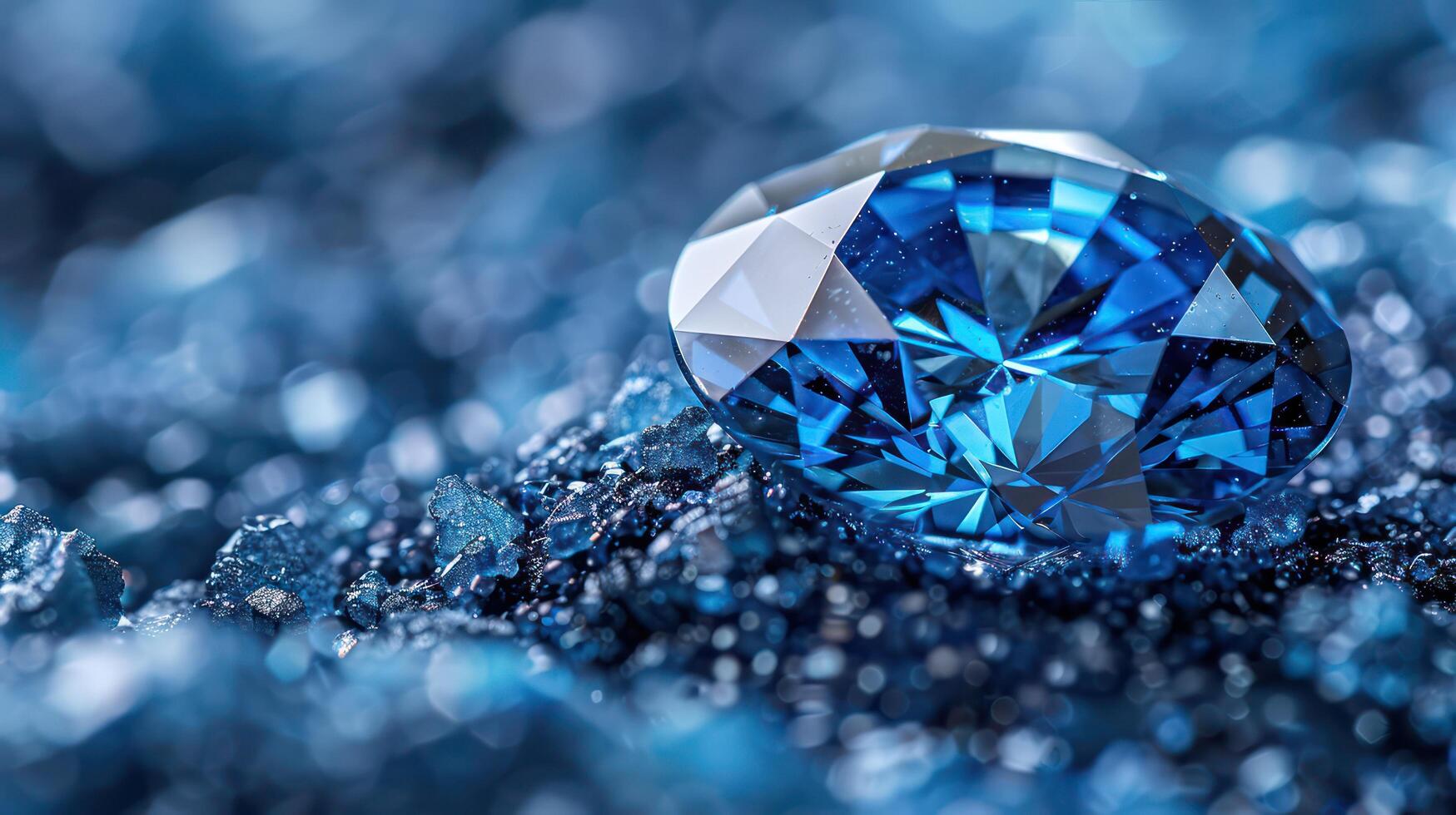 A close-up of a blue diamond, showcasing its rare and captivating color photo