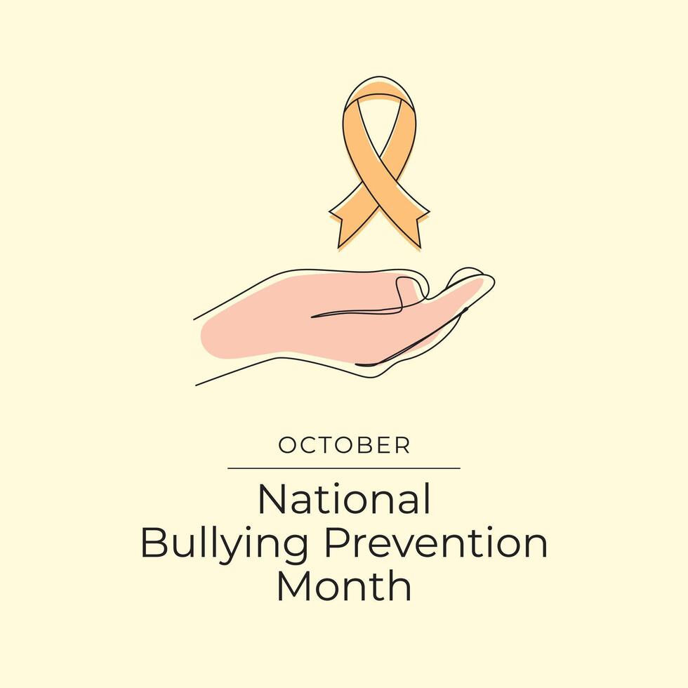 National Bullying Prevention Month design template good for celebration usage. Bullying Prevention design. Continuous line drawing. eps 10. vector