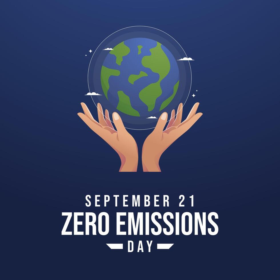 Zero Emissions Day. Flat art design. Environtment . Good for celebration template usage. eps 10. vector
