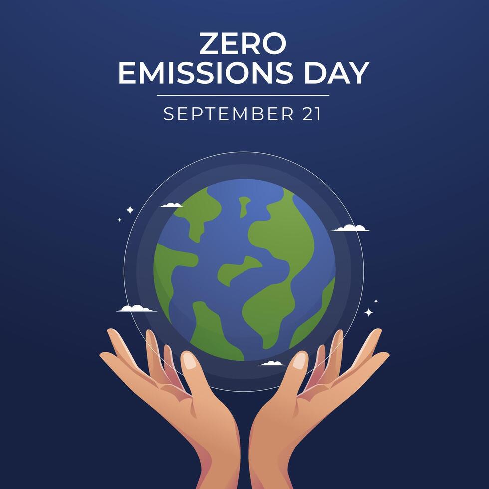 Zero Emissions Day. Flat art design. Environtment . Good for celebration template usage. eps 10. vector