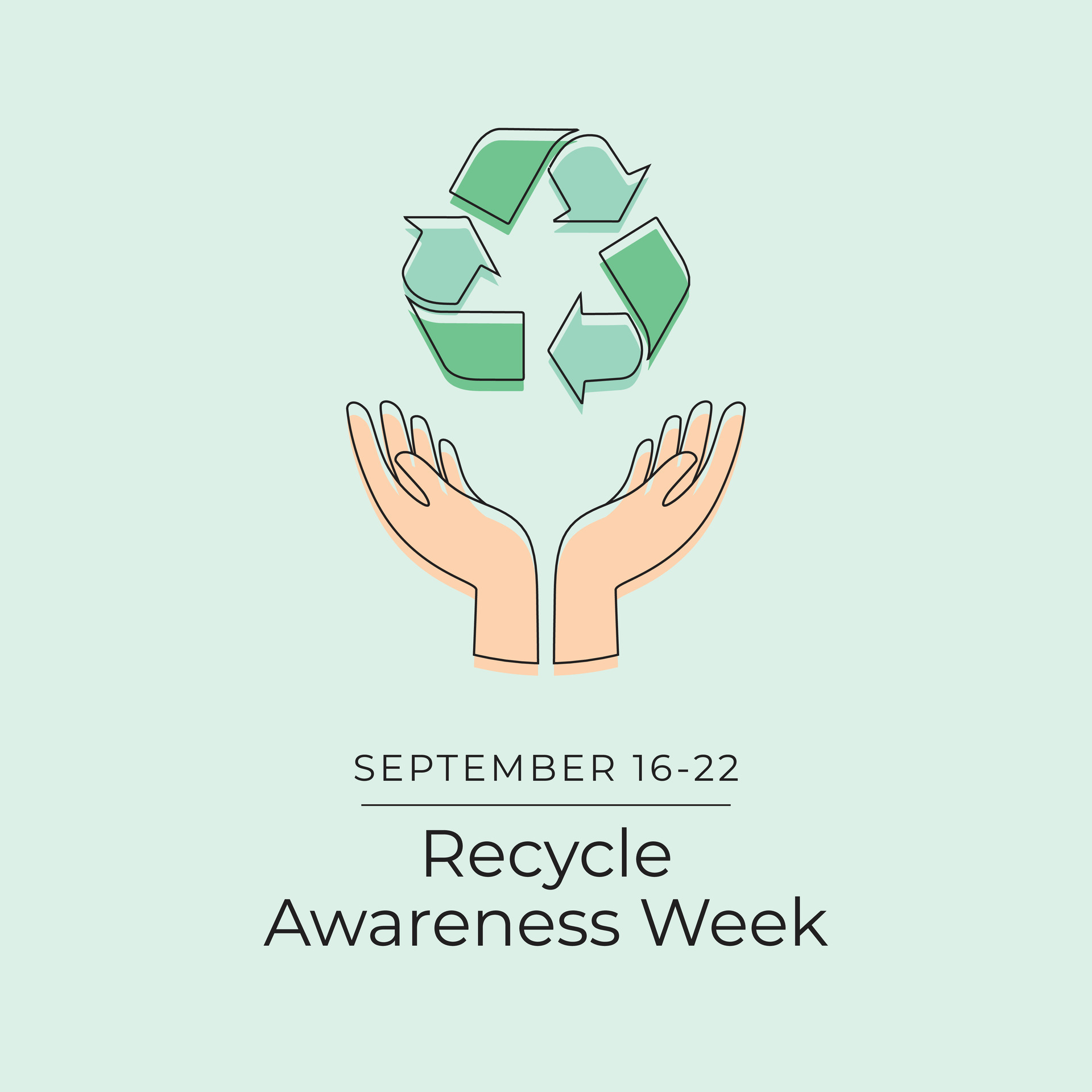 Recycle Awareness Week. Line art design. Environment design. Good for