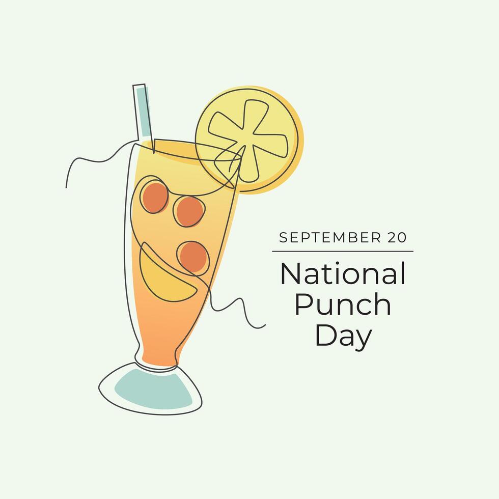 National Punch Day. Line art design. Punch drink template design. Good for celebration template usage. Continuous line. eps 10. vector