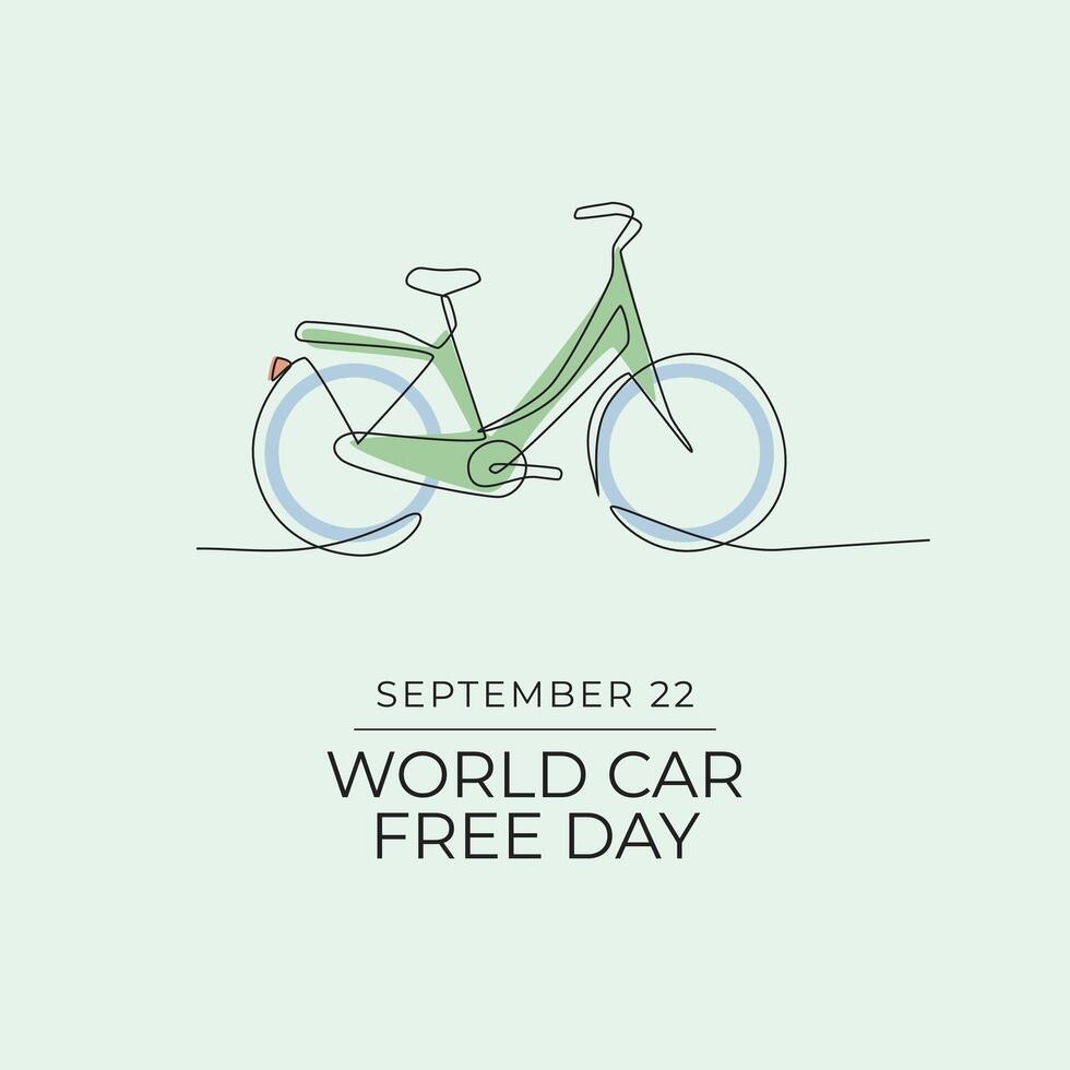 World Car Free Day design template good for celebration usage. Car Free Day design. Continuous line drawing. eps 10. vector