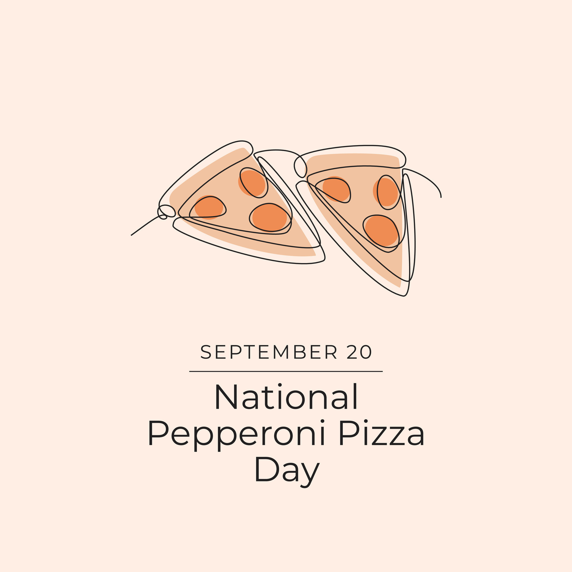 National Pepperoni Pizza Day. Line art design. Good for celebration template usage. Continuous