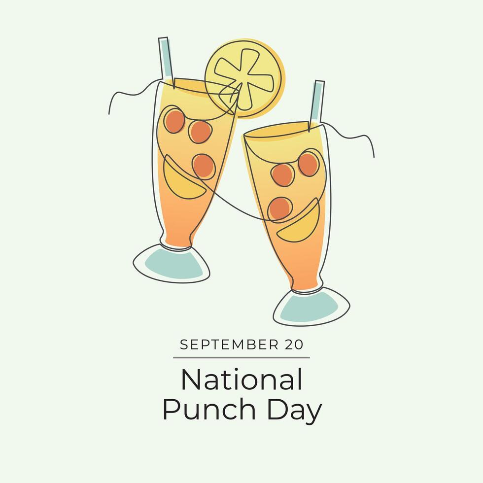 National Punch Day. Line art design. Punch drink template design. Good for celebration template usage. Continuous line. eps 10. vector