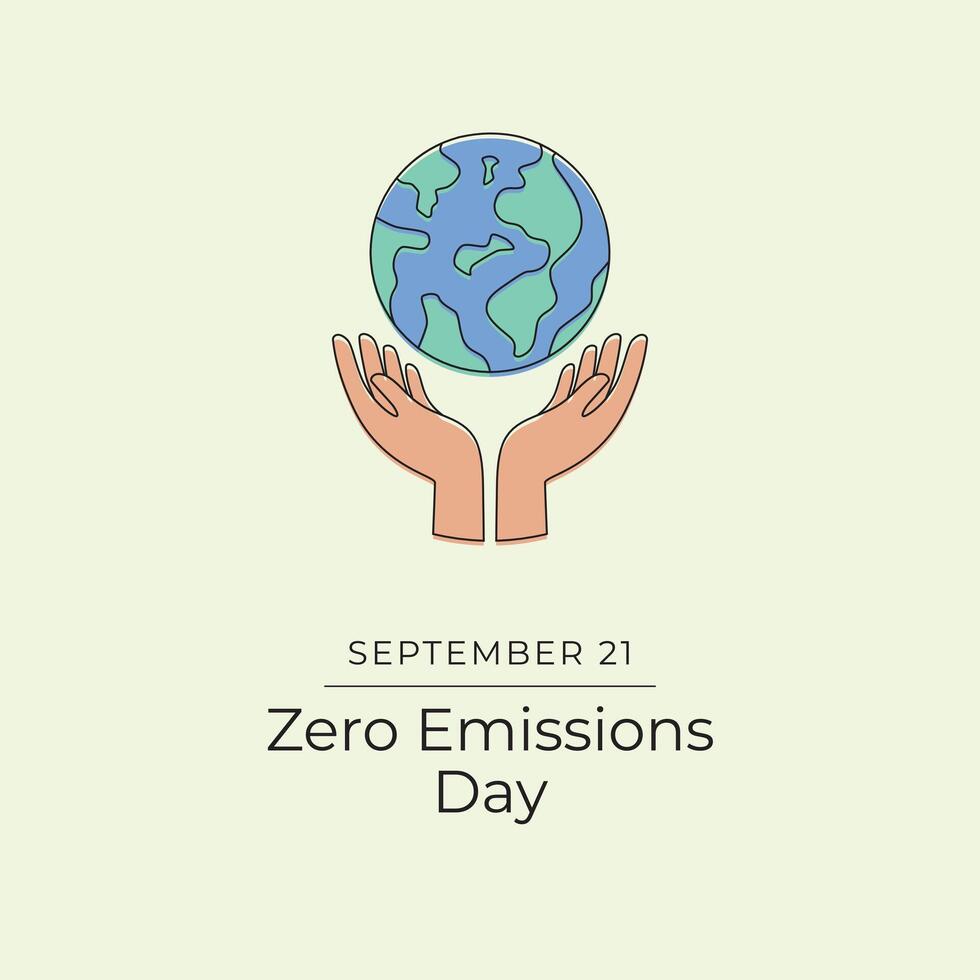 Zero Emissions Day. Flat art design. Environment . Good for celebration template usage. Continuous line. eps 10. vector