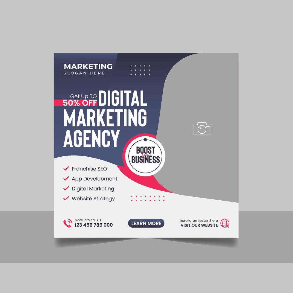Digital Marketing Social Media Post Template, Online Live Webinar, Business Conference, Guest Speaker Web Banner Square Flyer Design. vector
