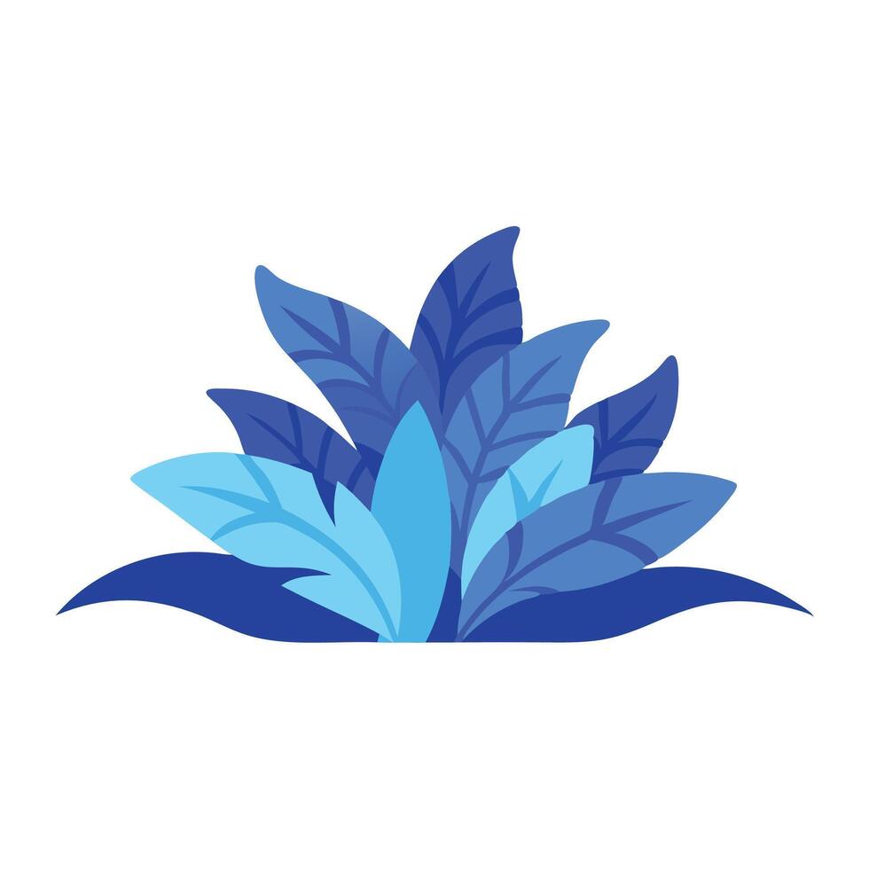 Blue plant with lush leaves, adding a touch of nature to any space flat illustration. vector