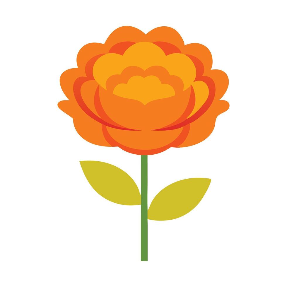 Three vibrant orange flowers in full bloom flat illustration vector