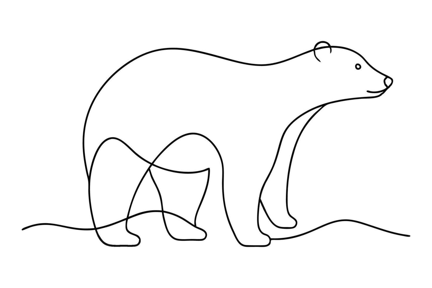 Polar bear line with illustration on white background. vector