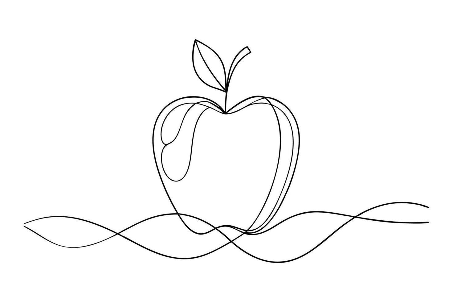 apple line with illustration on white background. vector
