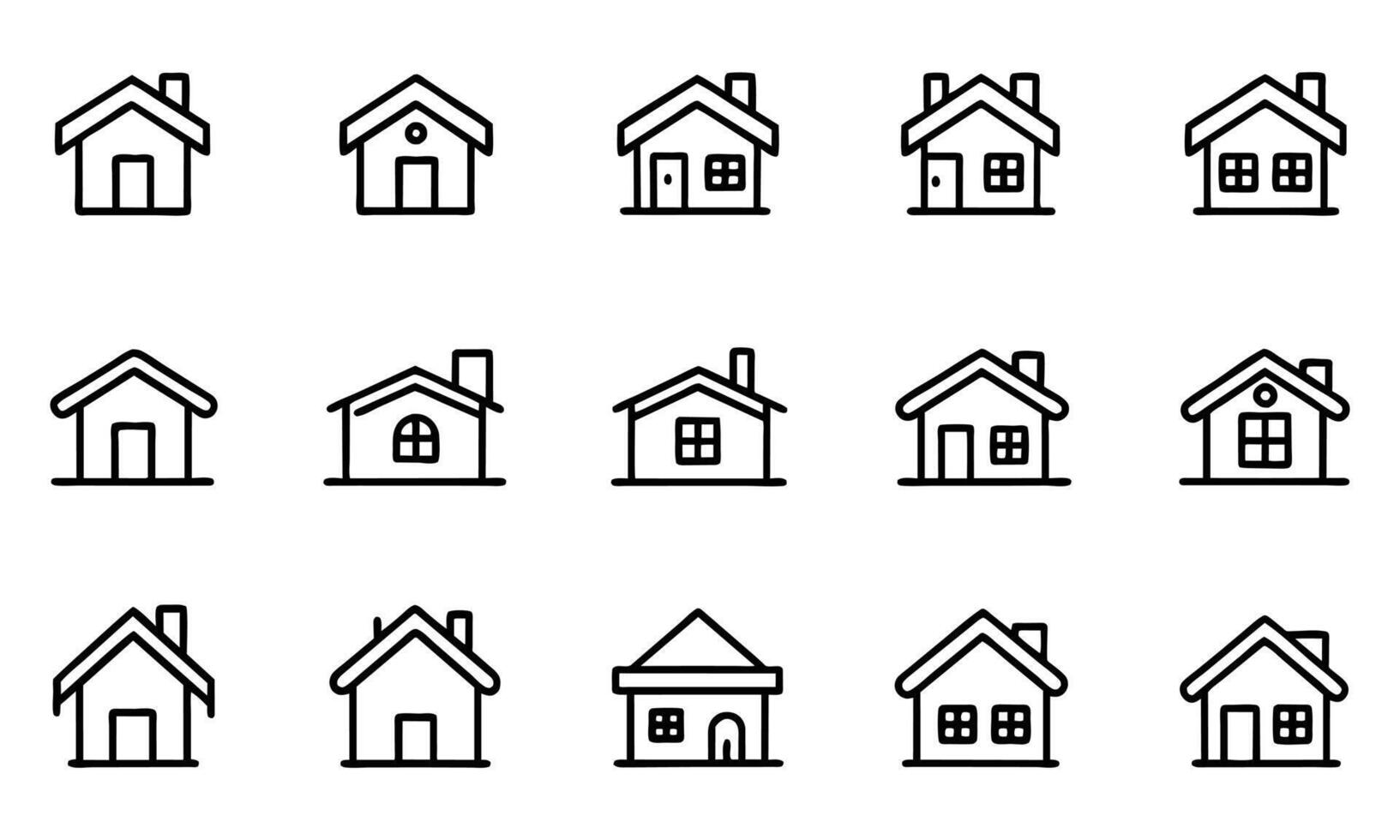 House and home property cottage editable stroke outline icons set isolated on white background flat illustration. vector