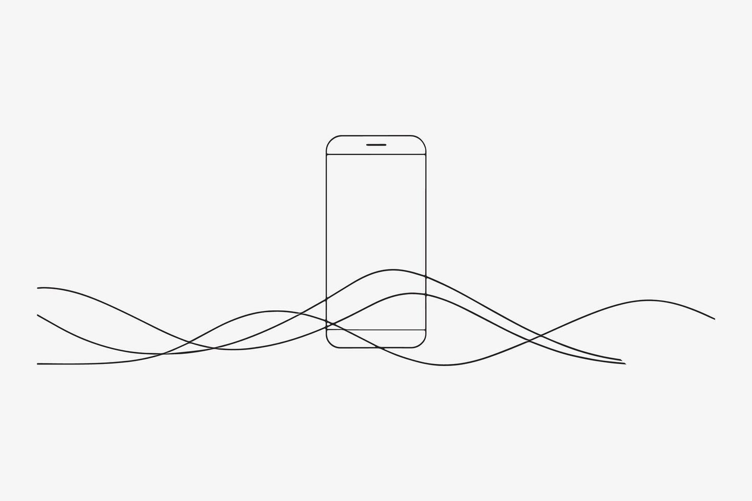 smartphone line with illustration on white background vector