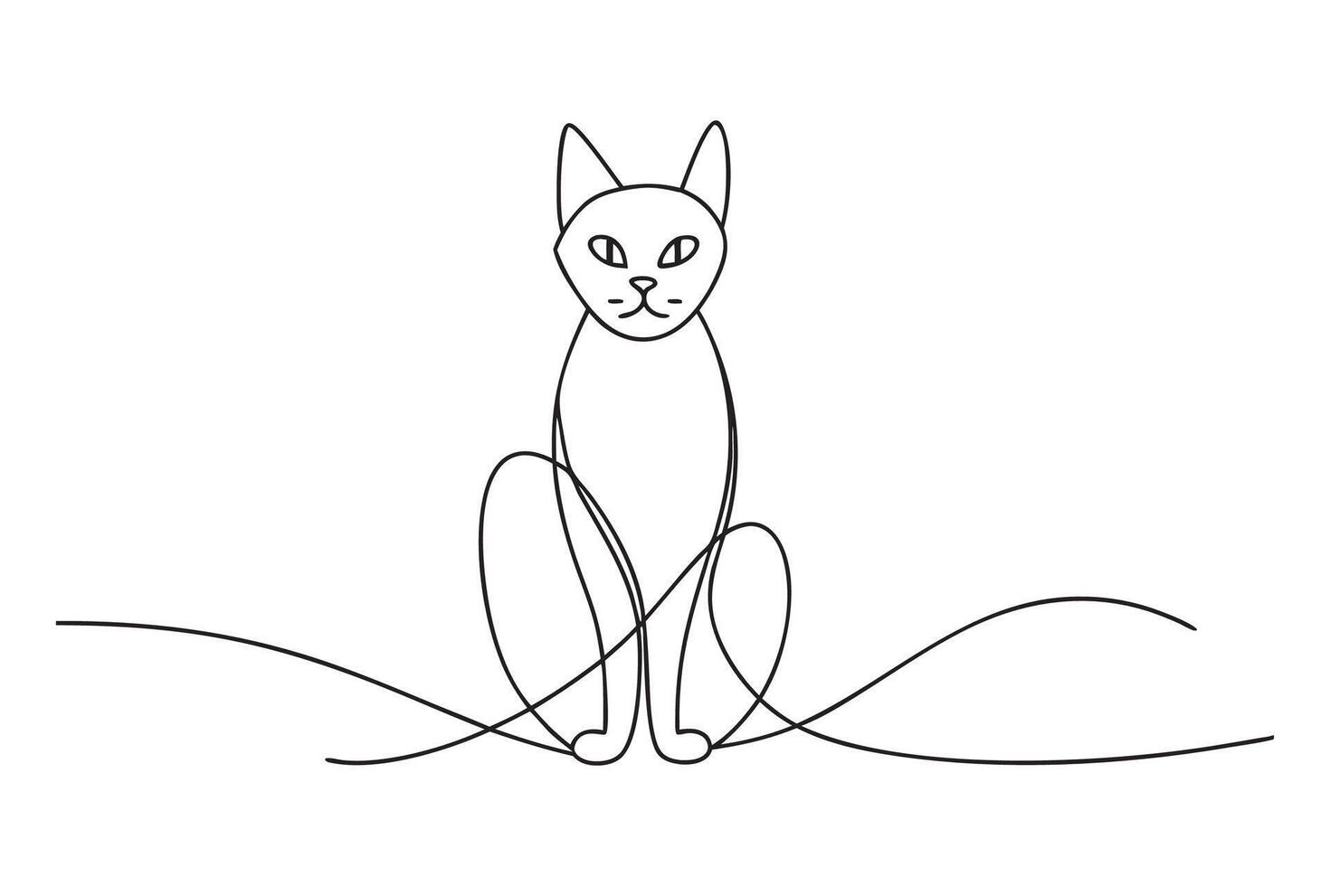 Cat line with illustration on white background vector