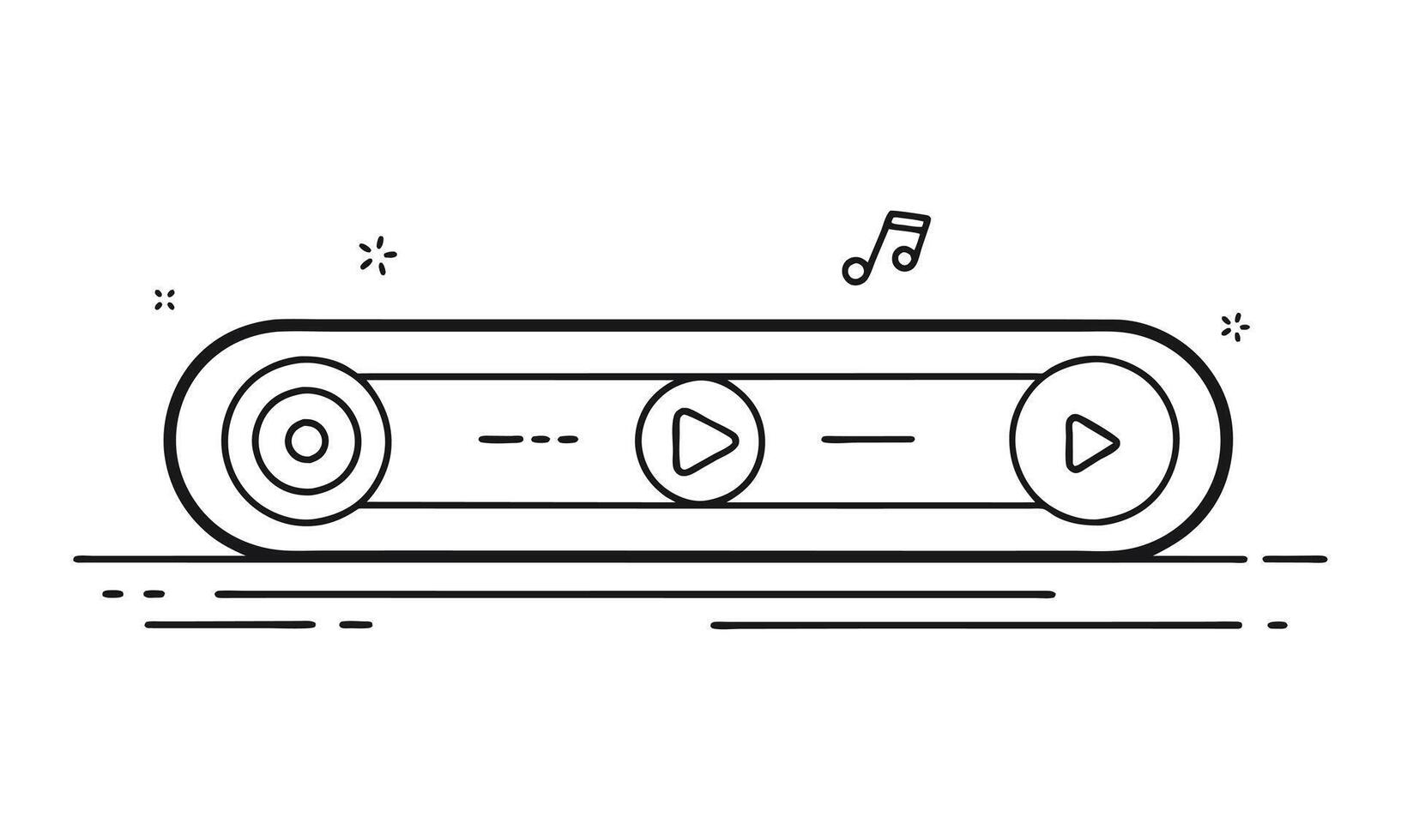 Music player one line continuous line art illustration on white background vector
