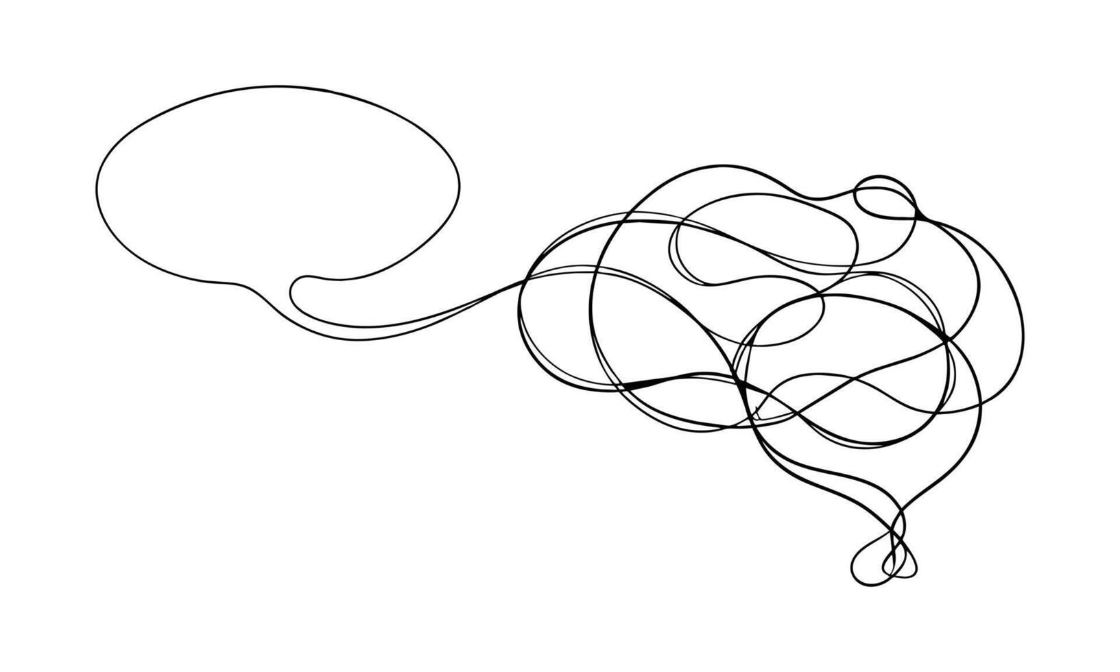 Hand drawn Speech bubble with massage one line continuous line art illustration on white background vector