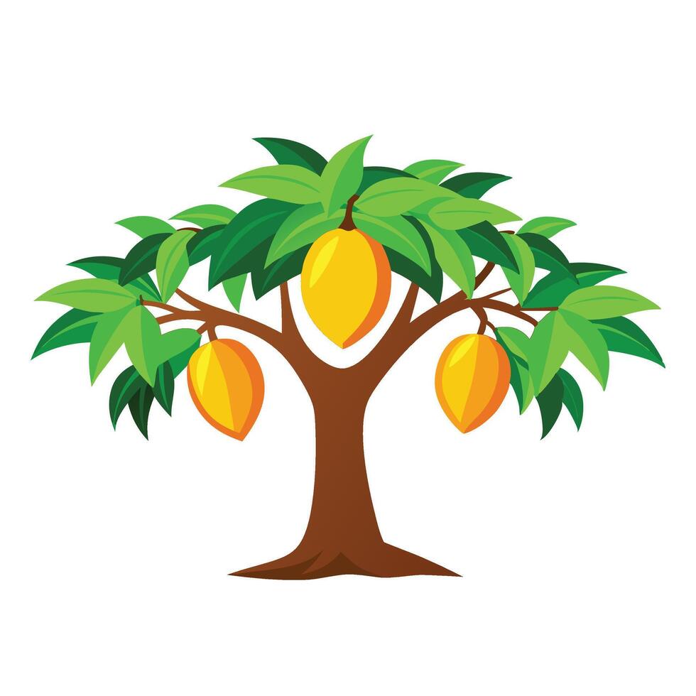 Mango Tree flat illustration on white background vector
