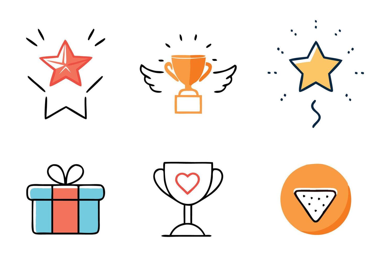 Exclusive benefit, prize, incentive, reward Colorful icon set illustration on white background. vector