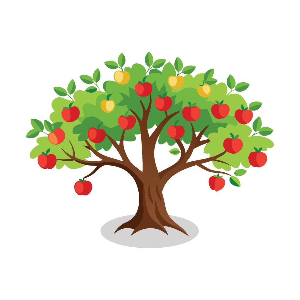 Apple Tree flat illustration on white background. vector